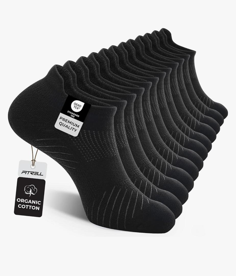 FITRELL 6 Pack Men's Athletic Running Ankle Socks Low Cut Cushioned Wicking Anti-Blister Breathable Sport Socks