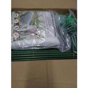 GonLei 10x43FT Garden Mesh Netting Kit Raised Beds (6 Pcs Garden Hoops & 18 Clips) Garden Hoops Plant Row Covers Netting Protection Berry Bush Trees Grass Seed Barrier Net (White)