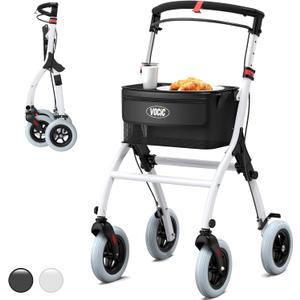Narrow Rollator Walkers for Small Spaces, Indoor Rollator Foldable and Lightweight, Stable Home Rollator with Quiet Anti-Slip Tires, Rollators for Seniors Foldable with Tray