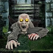 Halloween Animated Zombies Outdoor Decorations, Voice Activated Prop with Glowing Eyes, Swaying Motion & Bloodcurdling Shriek Sound for Yard, Lawn, Patio, Garden, Haunted House Party Prank Decor