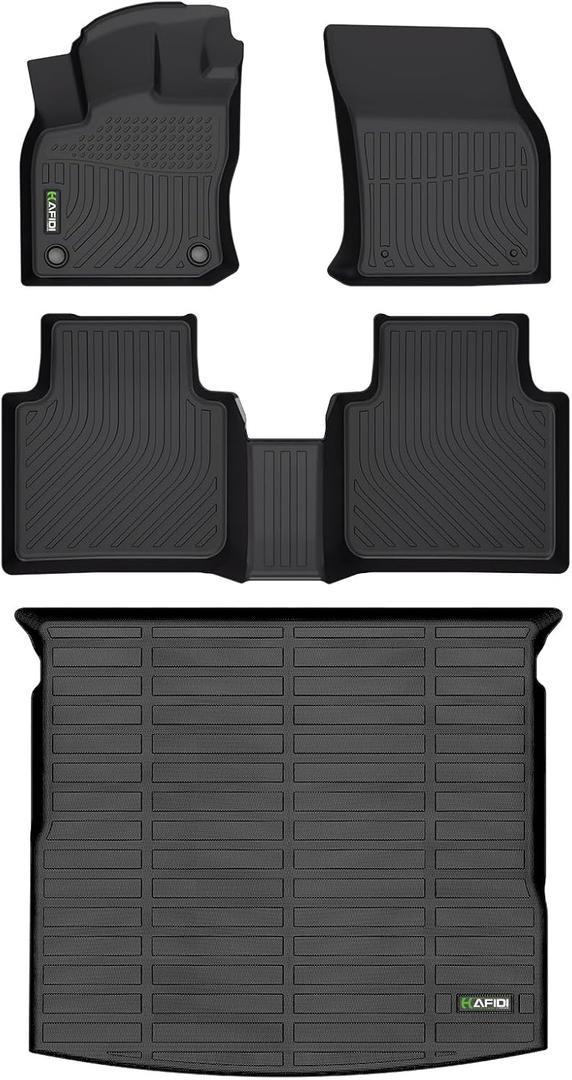 HAFIDI Floor Mats & Cargo Liner Set Fit for 2018-2024 Volkswagen Tiguan All Weather Protection TPE Anti-Slip Automotive Full Set Floor Liners Custom VW Tiguan Accessories - Black