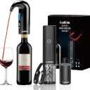 Rechageable Electric Wine Opener Gift Set, Auto Wine Aerator Dispenser, Wine Corkscrew Kit, Automatic Wine Saver Vaccum Pump, Foil Cutter, 4-in-1 Cordless rechargeable Bottle Opener Gift Box