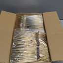 Rubtlamp 200Pcs Clear Gold Dessert Plates With Plastic Gold Forks, 100pcs 7.5inch Plates For Appetizers,100pcs 7.8inch Premium Forks Disposable, Cake Platos Disposable for Wedding