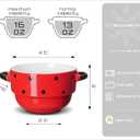ECODECO 16 oz Ceramic Soup Bowls with Double Handles - Stackable Oven Safe - Red Polka Dot - Set of 4