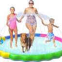 VISTOP Non-Slip Splash Pad for Kids, Thicken Sprinkler Pool Summer Outdoor Water Toys - Fun Backyard Fountain Play Mat for Baby Girls Boys Children or Pet Dog (77 inch, Red&Yellow&Green&Blue)