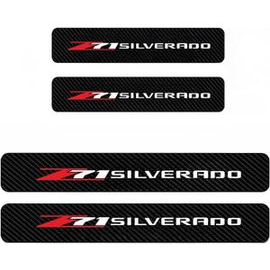 4PCS Door sill Fiber Style Decal enhances The Rugged Look of The Door Entry Protection Trim for GMC Colorado Tahoe Suburban Silverado Sierra 1500 Compatible with Z71 Accessories (White)