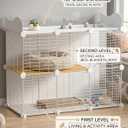 Cat Cage, DIY Cat Enclosures, 42" x 16" x 28" Cat Playpen Indoor & Outdoor with Hammock & Cat Bowl, Detachable Metal Wire Kennel Cats Crate