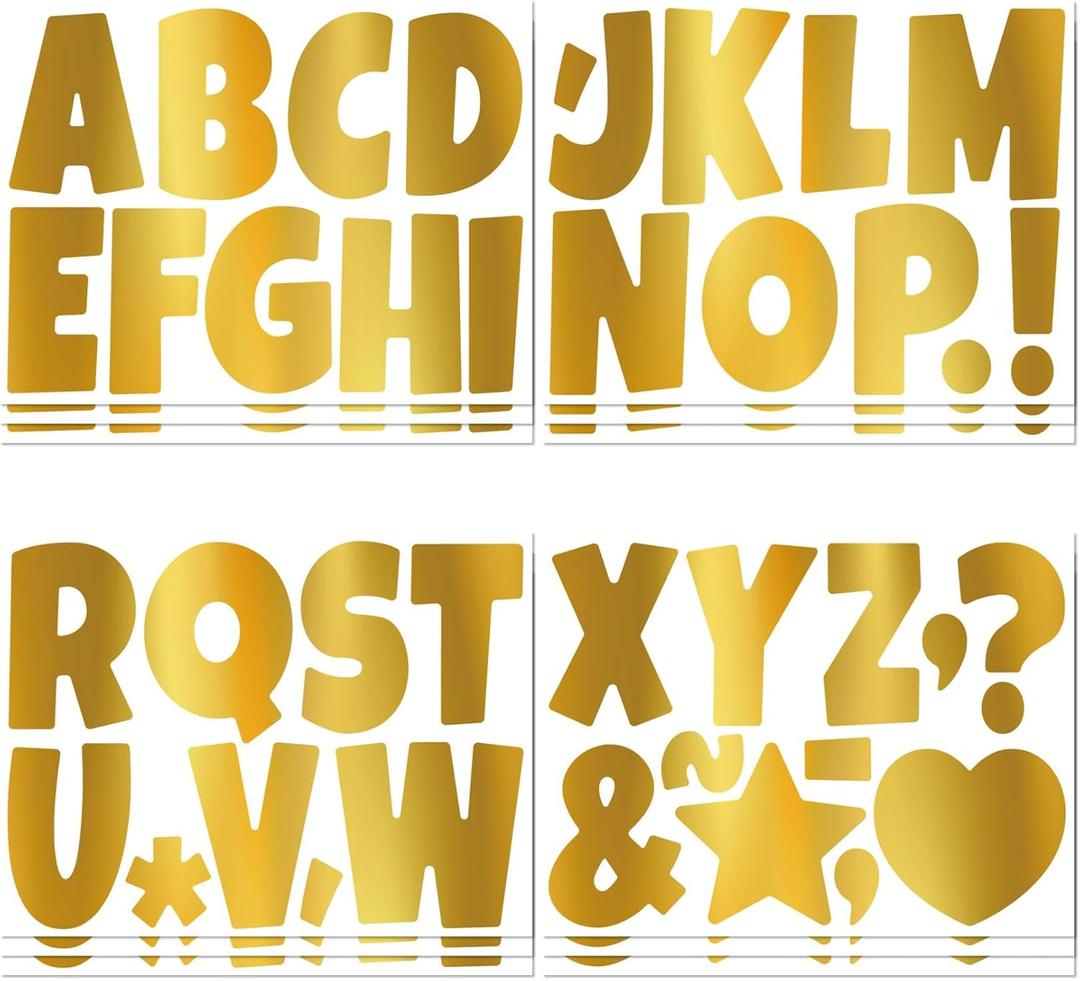 4 x 4 Inch Large Letter Stickers,117 Pieces Self Adhesive Cute Alphabet Sticker for Mailbox, Door, Truck and Outdoor, Waterproof Vinyl Symbol Stickers for DIY12 Sheets Gold 4 x 4 Inch Large Letter Stickers,117 Pieces Self Adhesive Cute Alphabet Sticker for Mailbox, Door, Truck and Outdoor, Waterproof Vinyl Symbol Stickers for DIY12 Sheets Gold