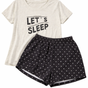 VENTELAN Pajama Set For Women Cute PJS Summer Short Sleeve Shorts Sleepwear S Grey