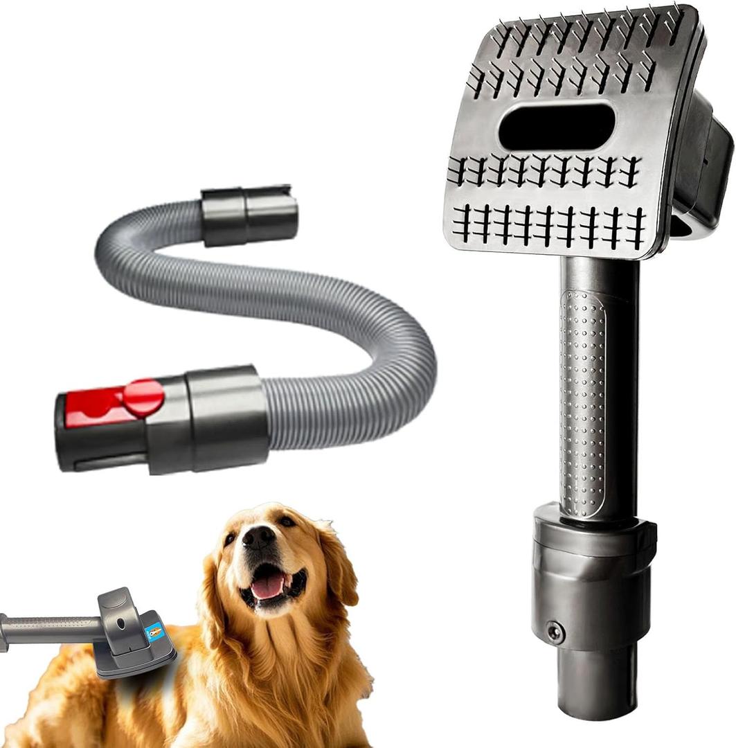 3 x Pet Groom Tool Parts Replacement for Dyson V11 V8 V7 V10 V15 Brush Vacuum Cleaners,Animal dog grooming Attachment Brush with Flexible Extension Hose + Trigger Lock,cleaning Accessories