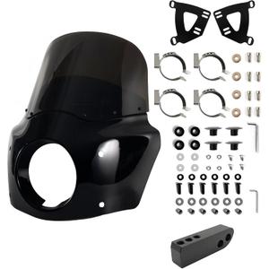 Motorcycle Fairing Windshield Kit For 2006-2017 Dyna Street Bob Super Glide FXD FXDC Low Rider Accessories, 48-58mm Forks 11" Smoked Motorbike Wind-Screen with Extension