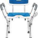 Shower Chair with Arms and Back Heavy Duty 330lbs, Shower Chair for Inside Shower, Shower Seat for Inside Shower Bathroom Chair with Cutout Seat & Cold-Proof Pads, Tools-Free Assembly