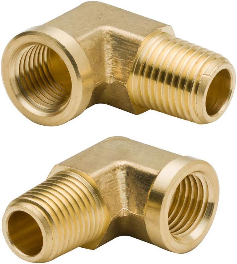 Legines 1/4 Inch Brass Street 90 Degree Elbow 1/4" NPT Male x 1/4" NPT Female Forged Pipe Fitting (Pack of 2) (1/4)