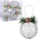 Christmas Ball Ornaments, 4pc Set Silver Pinecone Rattan Thread String Christmas Tree Ornament Xmas Trees Wedding Party Decorations