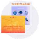 HTVRONT Printable Vinyl Sticker Paper - 70 Sheets Glossy Waterproof Sticker Paper for Inkjet Printer & Laser Printer, Dries Quickly & Tear Resistant, 8.5"x11"