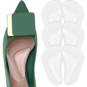 Urchoice Gel Arch Support, 3 Pairs Shoe Insoles for Flat Feet, Reusable Arch Inserts for Plantar Fasciitis, Adhesive Arch Pad for Relieve Pressure and Foot Pain, 3pairs-crystal