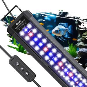 Pawfly 11W Aquarium LED Light for 12 to 18 Inch Fish Tanks Extendable Fish Tank Light with Full Spectrum Brilliant White Blue Red Lights with Daytime & Night Modes and Adjustable Brightness (Basic)