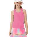 WOWENY Girls Tennis Dress Sleeveless Golf Outfit Kids Workout Sports Sets Athletic Dress with Shorts Pockets 4-14 Years Pink Tie-dye S (Pink, S)