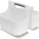 madesmart Large Soft Grip Tote, Under Sink Bathroom Storage, Multi-Purpose Home Organization, EPA Certified, Premium Antimicrobial White