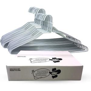 Wire Metal Clothes Hangers 50 Pack for Standard Size Shirts, Pants, Skirts, Space Saving, Non Slip,18 Inch 14.5 Gauge Ultra Thin Standard Dry Cleaner Coated Steel (50, White)
