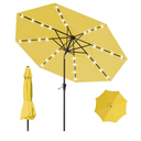 JEAREY 9FT Outdoor Patio Umbrella with Solar Lights, LED Lighted Pool Umbrella with Tilt and Crank, Outdoor Table Umbrellas for Deck, Yard & Market (Lemon)