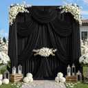 40ft x 12ft Black Backdrop Curtains, Wrinkle Free Thick Fabric Polyester Curtains Backdrop Drapes Cover for Parties Wedding Birthday Photography Background, 8 Panels 5ft x 12ft