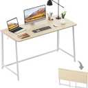 WOHOMO Folding Desk, Small Foldable Desk 47.2" for Small Spaces, Space Saving Computer Table Writing Workstation for Home Office, Easy Assembly, Oak (Extra Large Size:47.2 x 19.6, Beige)