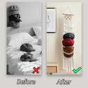 Baseball Hat Organizer,Hat Holder on Wall, Decorative Boho Macrame Hat Rack for Wall to Display Your Baseball Caps Collection
