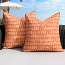 MIULEE Outdoor Pillow Covers Waterproof Natural Floral Print Pillowcases Pack of 2 Decorative Boho Accent Cushions for Summer Patio Funiture Garden Tent Porch Bench, Orange 18x18 Inch
