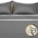 TEXAS LINEN CO. 100% Egyptian Cotton Queen Sheets Set - Luxury 1500 Thread Count Egyptian Cotton Sheets Queen Size Bed Set, 17" Deep Pocket, Soft, Cooling Sateen Hotel Quality Bedding Set - Dark Grey