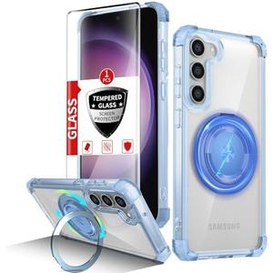 IYTRRYH for Samsung Galaxy S23 Plus Case Magnetic Compatible with MagSafe with 1 Screen Protector,for S23+Plus Phone Case with Kickstand Ring Military Grade Drop Heavy Duty Protection Shockproof Blue