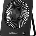 Lerat Portable Desk Fan, Small USB Rechargeable Fan with LED Display, 5-Speed Ultra-Quiet 180° Foldable Mini Fan for Summer Cruise Travel, Cooling Gifts for Women Girls Kids (Black)