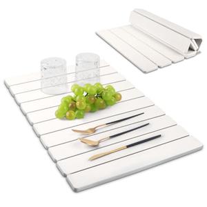 Upgraded Stone Dish Drying Mat Quick Dry Leakproof, 24x16 Large Drying Matt Kitchen Counter Decor, Collapsible Dish Mat Drying Kitchen Mat, Diatomaceous Earth Stone Bath Mat for Bathroom RV Essentials