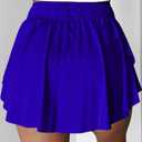 EARKOHA Women's Mini Skort Casual Tennis Skirt High Waisted Flowy Athletic Mini Skirt with Shorts (Blue, XL)