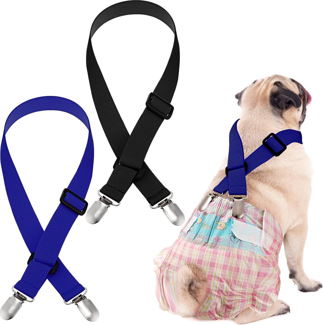Nuanchu 2 Pieces Dog Suspenders for Diapers Female Male Keeper Suspender Diaper Canine Belly Bands Harness on Your Pet for Dog Skirt and Dress (M)