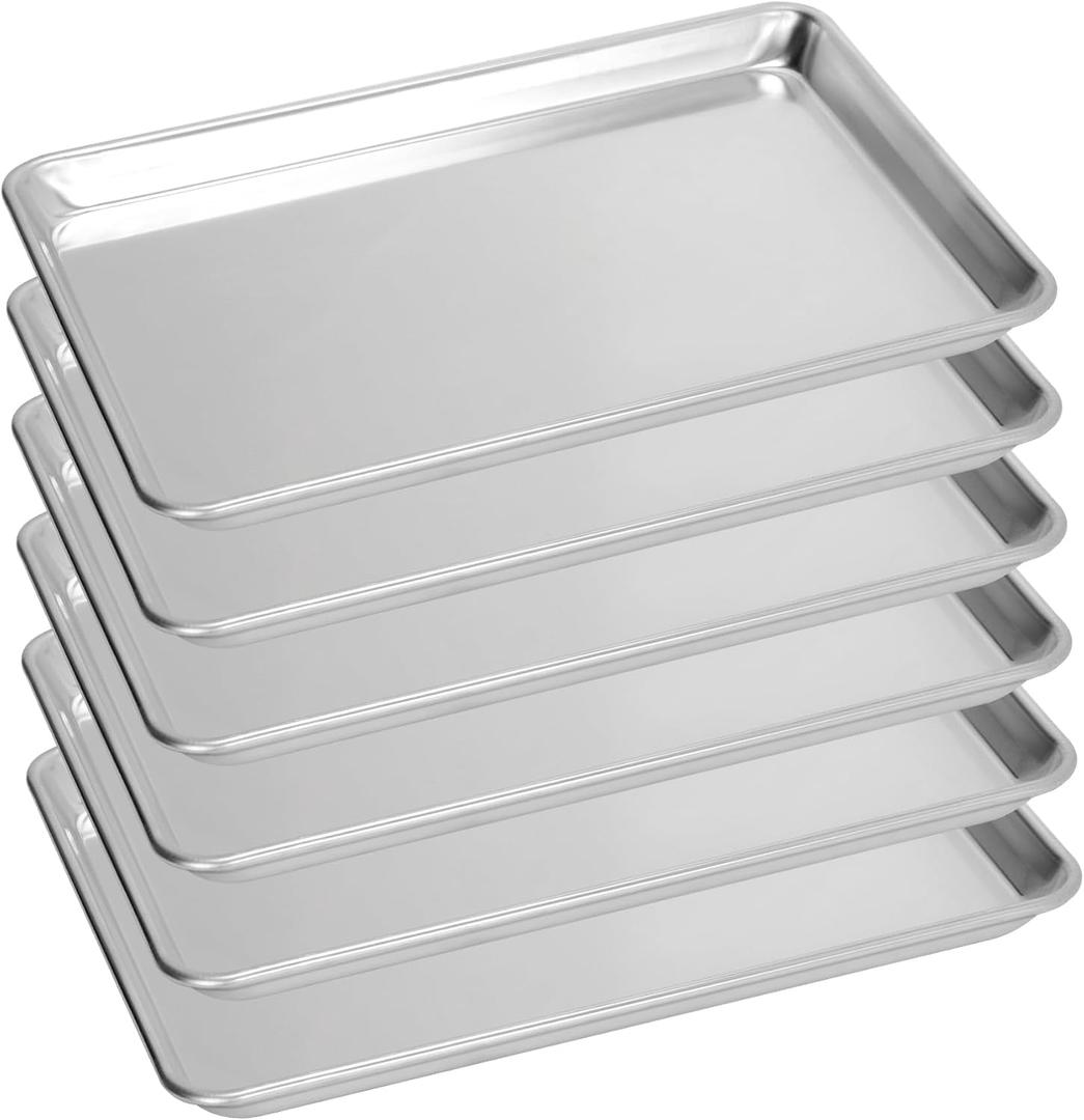 6 Pack Big Size Baking Sheet Pan, Aluminum Commercial Cookie Sheet Pan, Durable & Anti-Stick 15x 21, 6-pack Solid Large Size