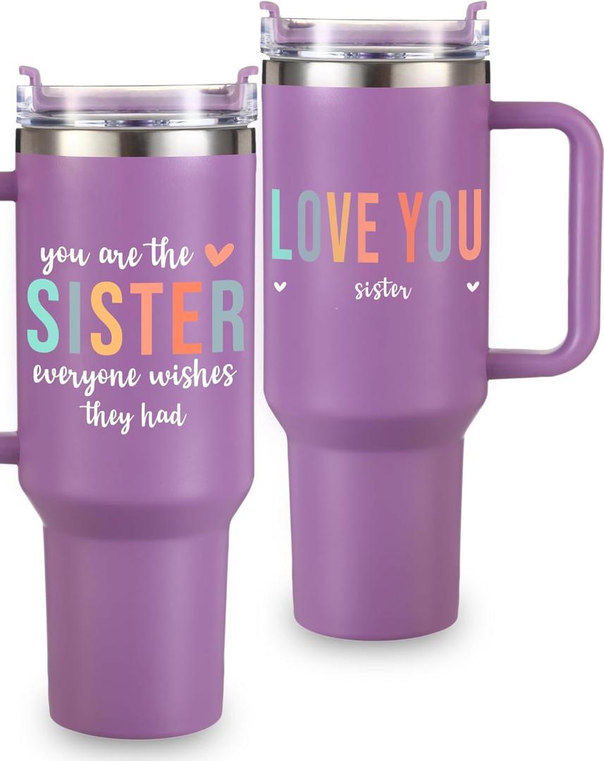 Sister Tumbler 40oz, Best Gift Ideas for Adult Women, Special Birthday Gifts from Sister or Brother, Thoughtful Gift for Her, Unique Birthday Gifts, Ideal Presents for Christmas or Special Occasions