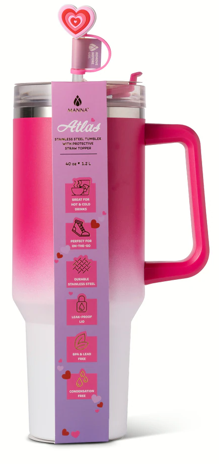 Manna Valentines™ Atlas Tumbler Stainless Steel - Pink Ombre  - 40 Oz 