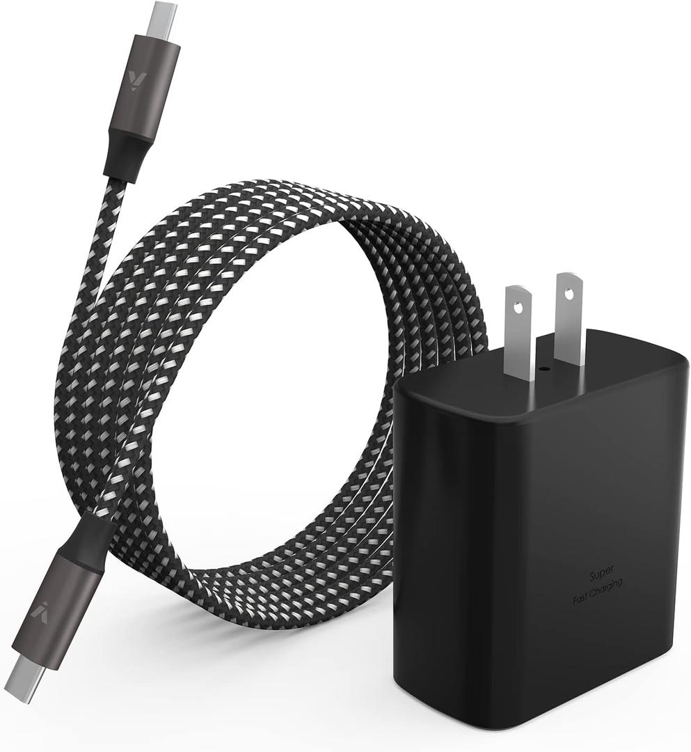S24 S23 S22 Ultra Charger, 45W USB-C Super Fast Charger Type C PPS/PD Wall Charging Block for Samsung Galaxy S25/S24/S23/S22 Ultra/S22 Plus/S20 Ultra/Note 20/Note 10+, Galaxy Tab(10ft Cable, Black)