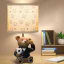 Hamucd Small Bear Table Lamp for Bedroom Nightstand Decor,Animal Nursery Single Bedside Lamp for Kid Study Room,Cute Desk Lamp for Boy Girl Toddler Play Room (Brown)