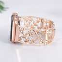 Floral Band Compatible with Apple Watch Jewelry Band 38mm 40mm 41mm 42mm iWatch Bands Series 11 10 9 8 7,Bling Crystal Bracelet Hollow Metal Strap,Dressy Women Wristband(38/40/41/42mm,Rose Gold)