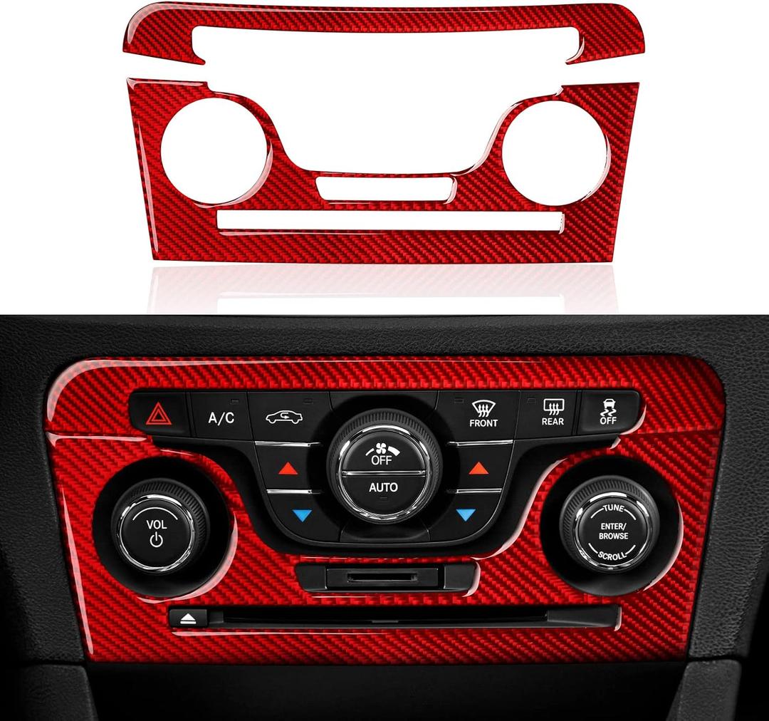 Center Console Air Conditioner Volume Switch Panel Decals for 2011 2012 2013 2014 Dodge Charger Accessories Carbon Fiber Stickers (Ac Switch Panel)