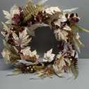 Fall Wreath for Front Door 24"-26" Artificial Maple Leaf Wreath with Burgundy Eucalyptus Beige Pampas Grass Berries Autumn Wreaths for Home Farmhouse Thanksgiving Harvest Halloween Fall Decor