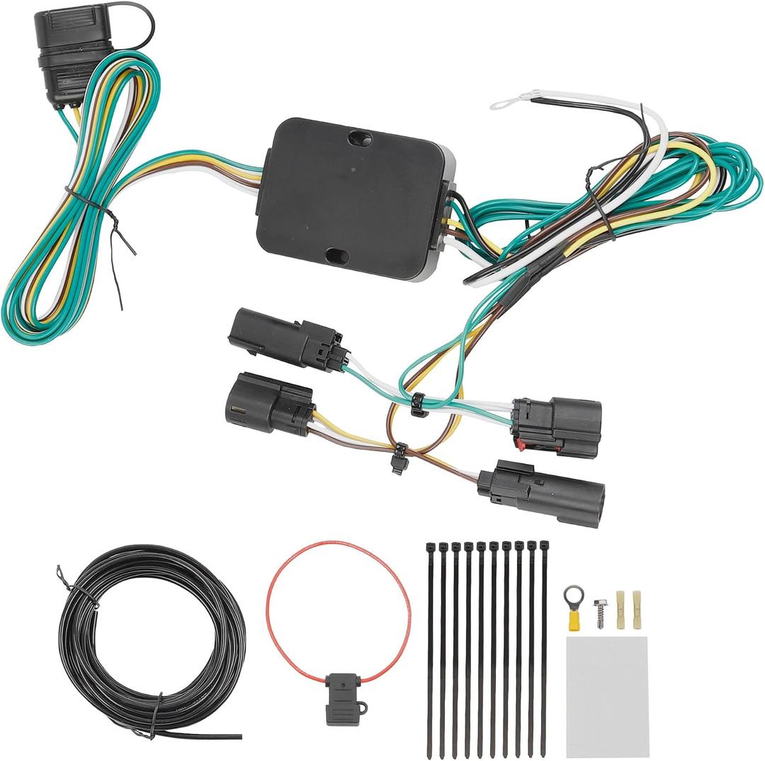 Dasbecan 56322 Trailer Hitch Wiring Harness Kit Compatible with Chrysler Pacifica 2017 2018 2019 2020 2021 with LED Taillights (4-Way Flat Trailer Connector Plug)