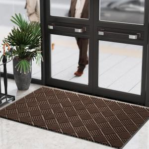 COCOER Commercial Floor Mat, Commercial Rug Rubber Border, 3' X 5' Brown Indoor Outdoor Rugs Entry Mat Muddy Dirt Resist, Heavy Duty Outdoor Door-Mat Entryway-Rug Indoor