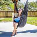 SUNCREAT Hammock Chairs Hammock Chair Swing with Steel Support Bar, Side Pocket, Large Swing Chair for Bedroom, Patio, Garden, Dark Gray