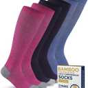 Pembrook Bamboo Viscose Light Compression Socks - 3 Pairs | 8-15 mmhg Compression Socks | Knee High Comfort Support Socks, Medium