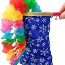 2PCS Magical Magic Props Change Bags (Red + Blue) with 2PCS Paper Pull Flowers Make it Appear or Disappear for Magic Tricks