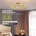 LUDOMIDE Flush Mount Ceiling Fan with Light, 22" Modern Crystal Chandelier Ceiling Fan with Smart 4-Light Color Change, Luxury LED Ceiling Fan, Low Profile Ceiling Fan for Bedroom (Gold)
