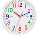Silent Kids Wall Clock Non-Ticking, Battery-Powered, Ideal for Teaching Time and Stylish Dcor in Any Room - 12 Inch